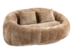 Hauss Spole Sofá de 2 lugares com almofada - Sofá para adultos e crianças - Tecido chenille cor café^ Sofá