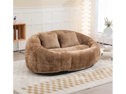 Hauss Spole Sofá de 2 lugares com almofada - Sofá para adultos e crianças - Tecido chenille cor café^ Sofá