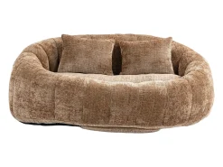 Hauss Spole Sofá de 2 lugares com almofada - Sofá para adultos e crianças - Tecido chenille cor café^ Sofá