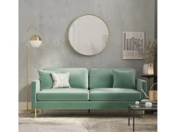 Sofá|CosmoLiving by Cosmopolitan Sofá de 3 lugares com almofadas de veludo Verde