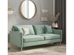 Sofá|CosmoLiving by Cosmopolitan Sofá de 3 lugares com almofadas de veludo Verde