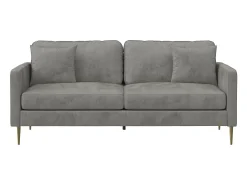 Sofá|CosmoLiving by Cosmopolitan Sofá de 3 lugares com almofadas de veludo Cinzento