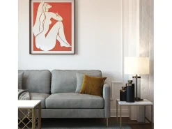 Sofá|CosmoLiving by Cosmopolitan Sofá de 3 lugares com almofadas de veludo Cinzento