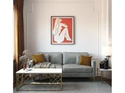 Sofá|CosmoLiving by Cosmopolitan Sofá de 3 lugares com almofadas de veludo Cinzento