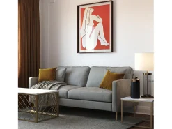 Sofá|CosmoLiving by Cosmopolitan Sofá de 3 lugares com almofadas de veludo Cinzento