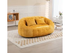 Sofá|Hauss Spole Sofá de 2 lugares com almofada - Sofá para adultos e crianças - Tecido de chenille Amarelo