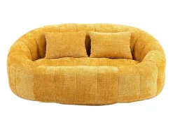 Sofá|Hauss Spole Sofá de 2 lugares com almofada - Sofá para adultos e crianças - Tecido de chenille Amarelo