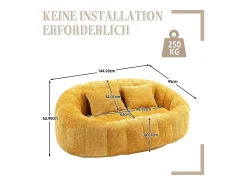 Sofá|Hauss Spole Sofá de 2 lugares com almofada - Sofá para adultos e crianças - Tecido de chenille Amarelo