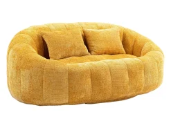 Sofá|Hauss Spole Sofá de 2 lugares com almofada - Sofá para adultos e crianças - Tecido de chenille Amarelo