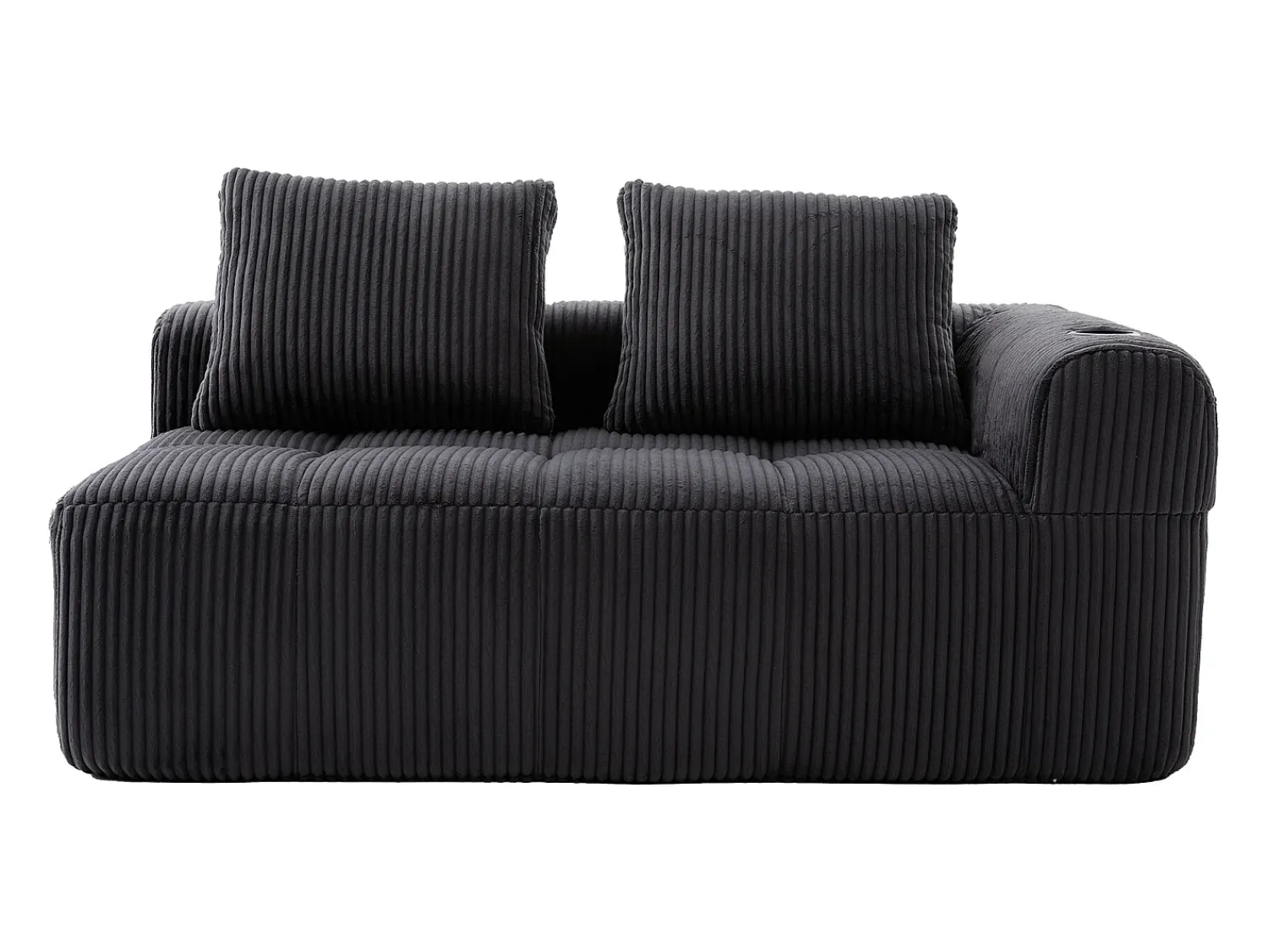 Sofá*Hauss Spole Sofá de 2 lugares com almofada e bolso lateral - Veludo cotelê - Cinza escuro Cinzento