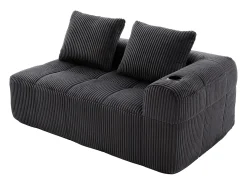 Sofá*Hauss Spole Sofá de 2 lugares com almofada e bolso lateral - Veludo cotelê - Cinza escuro Cinzento