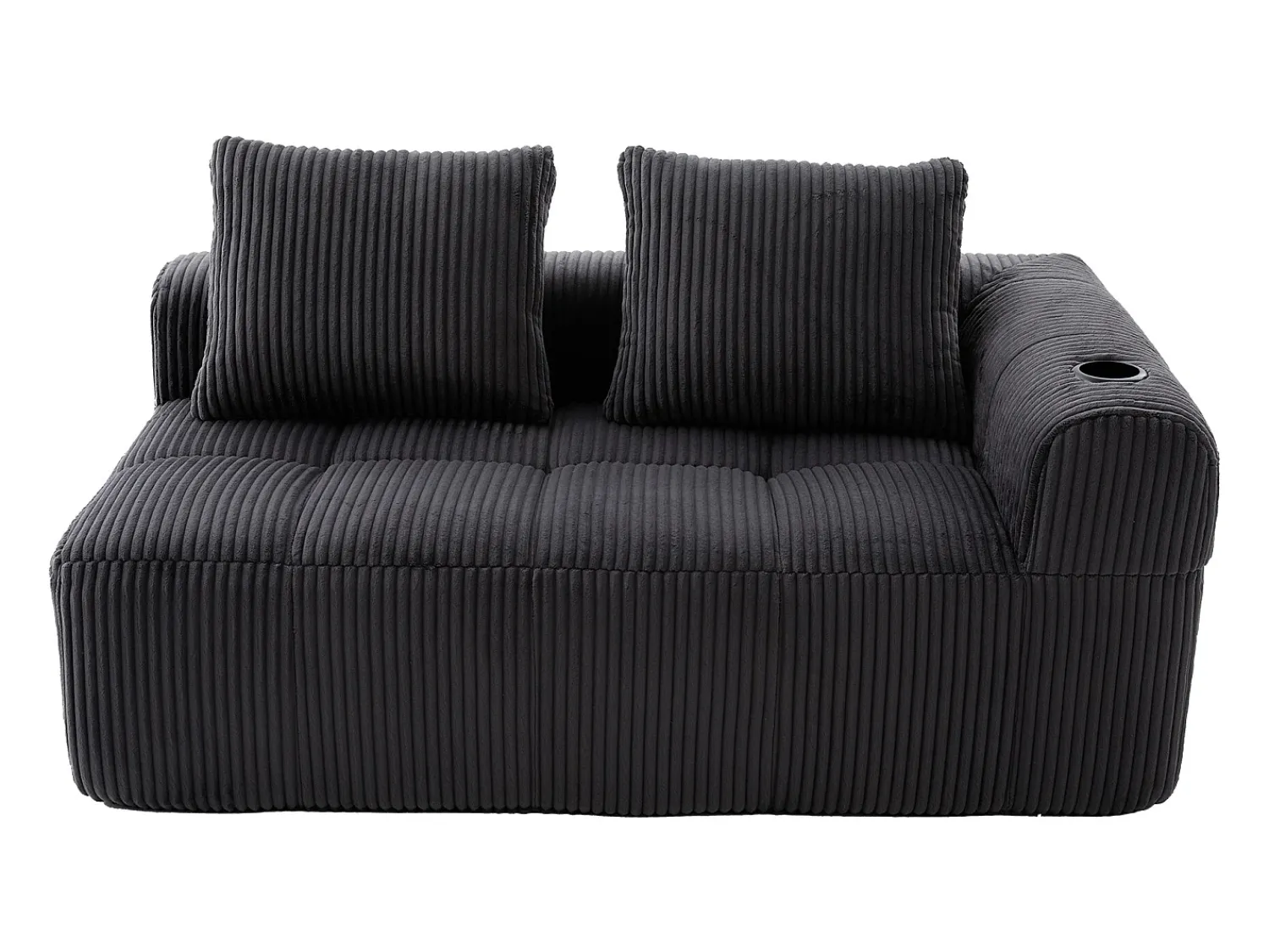 Sofá*Hauss Spole Sofá de 2 lugares com almofada e bolso lateral - Veludo cotelê - Cinza escuro Cinzento