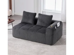Sofá*Hauss Spole Sofá de 2 lugares com almofada e bolso lateral - Veludo cotelê - Cinza escuro Cinzento