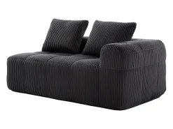 Sofá*Hauss Spole Sofá de 2 lugares com almofada e bolso lateral - Veludo cotelê - Cinza escuro Cinzento