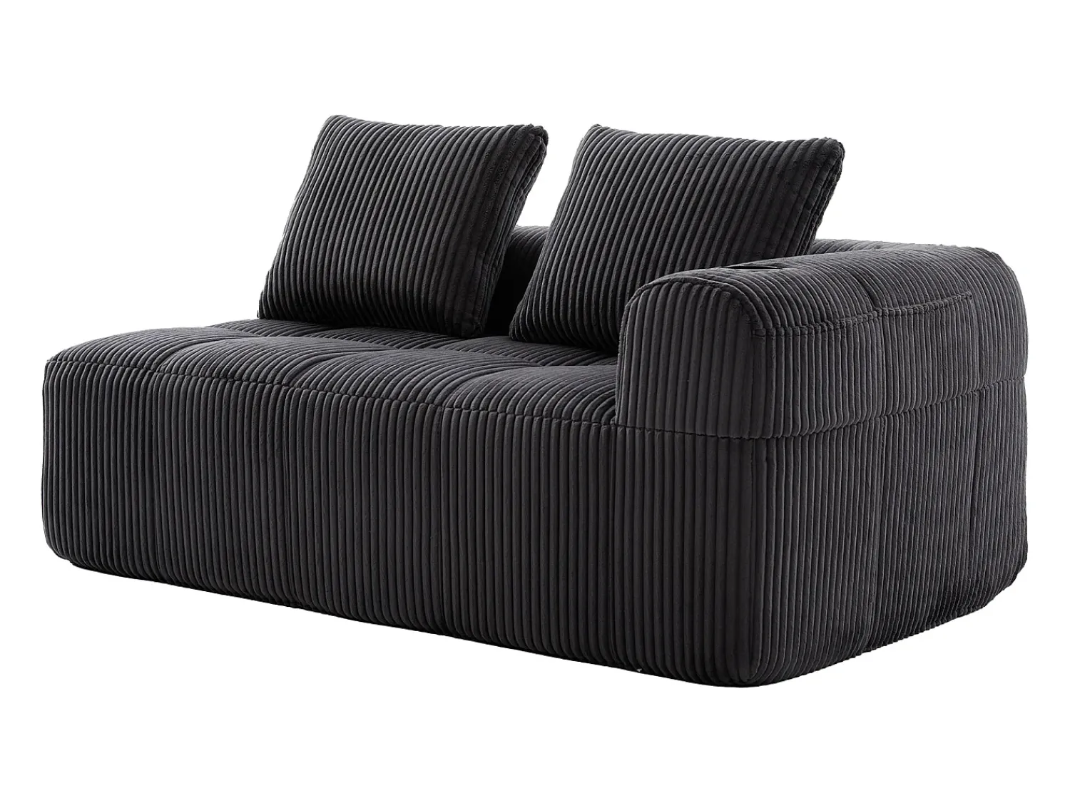 Sofá*Hauss Spole Sofá de 2 lugares com almofada e bolso lateral - Veludo cotelê - Cinza escuro Cinzento