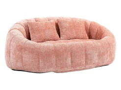 Online Hauss Spole Sofá de 2 lugares com almofada - Sofá para adultos e crianças - Tecido chenille Rosa
