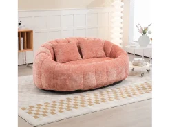 Online Hauss Spole Sofá de 2 lugares com almofada - Sofá para adultos e crianças - Tecido chenille Rosa