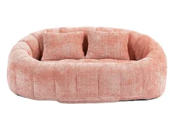 Online Hauss Spole Sofá de 2 lugares com almofada - Sofá para adultos e crianças - Tecido chenille Rosa