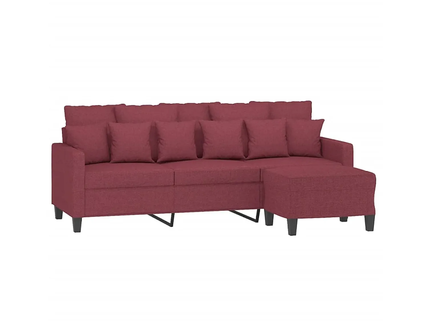 Sofá* Sofá de 3 lugares com apoio de pés 180 cm tecido tinto PT195507 Vermelho