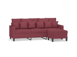 Sofá* Sofá de 3 lugares com apoio de pés 180 cm tecido tinto PT195507 Vermelho