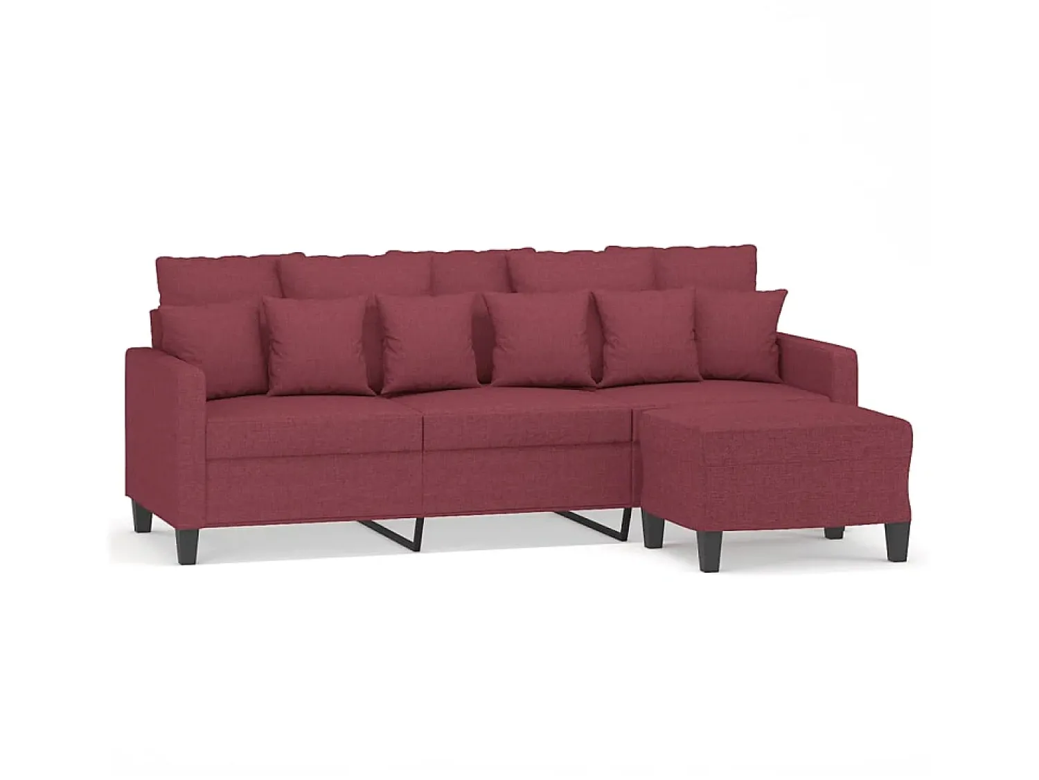 Sofá* Sofá de 3 lugares com apoio de pés 180 cm tecido tinto PT195507 Vermelho