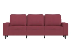 Sofá| Sofá de 3 lugares com apoio de pés 180 cm tecido tinto PT612688 Vermelho