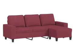 Sofá| Sofá de 3 lugares com apoio de pés 180 cm tecido tinto PT612688 Vermelho