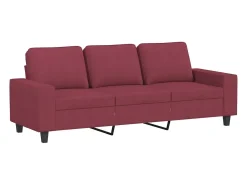 Sofá| Sofá de 3 lugares com apoio de pés 180 cm tecido tinto PT612688 Vermelho