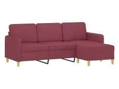 New Sofá de 3 lugares com apoio de pés 180 cm tecido tinto PT306256 Vermelho