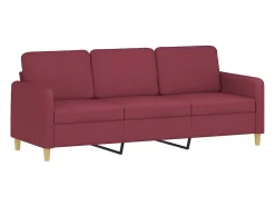 New Sofá de 3 lugares com apoio de pés 180 cm tecido tinto PT306256 Vermelho