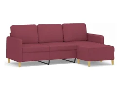 New Sofá de 3 lugares com apoio de pés 180 cm tecido tinto PT306256 Vermelho