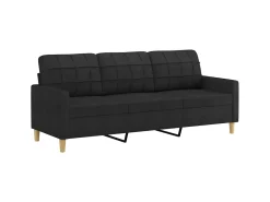 Sofá* Sofá de 3 lugares com apoio de pés 180 cm tecido PT799235 Preto