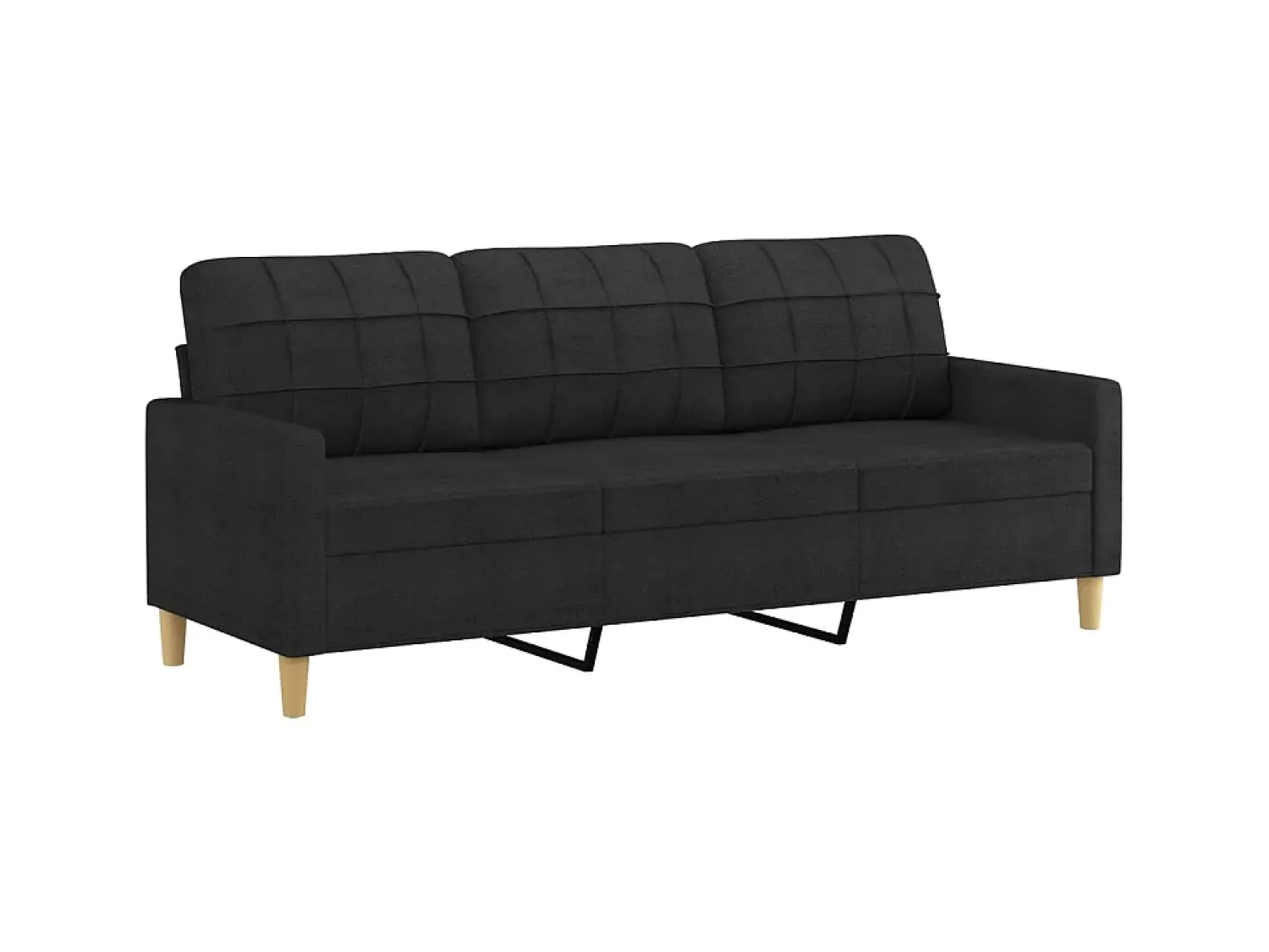 Sofá* Sofá de 3 lugares com apoio de pés 180 cm tecido PT799235 Preto