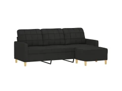 Sofá* Sofá de 3 lugares com apoio de pés 180 cm tecido PT799235 Preto