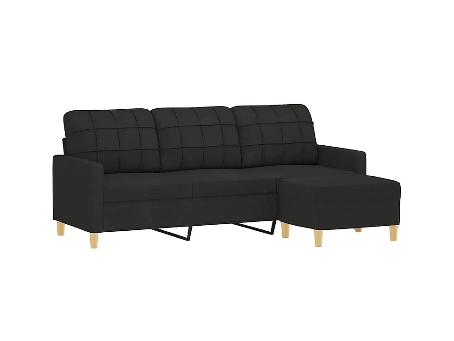 Sofá* Sofá de 3 lugares com apoio de pés 180 cm tecido PT799235 Preto