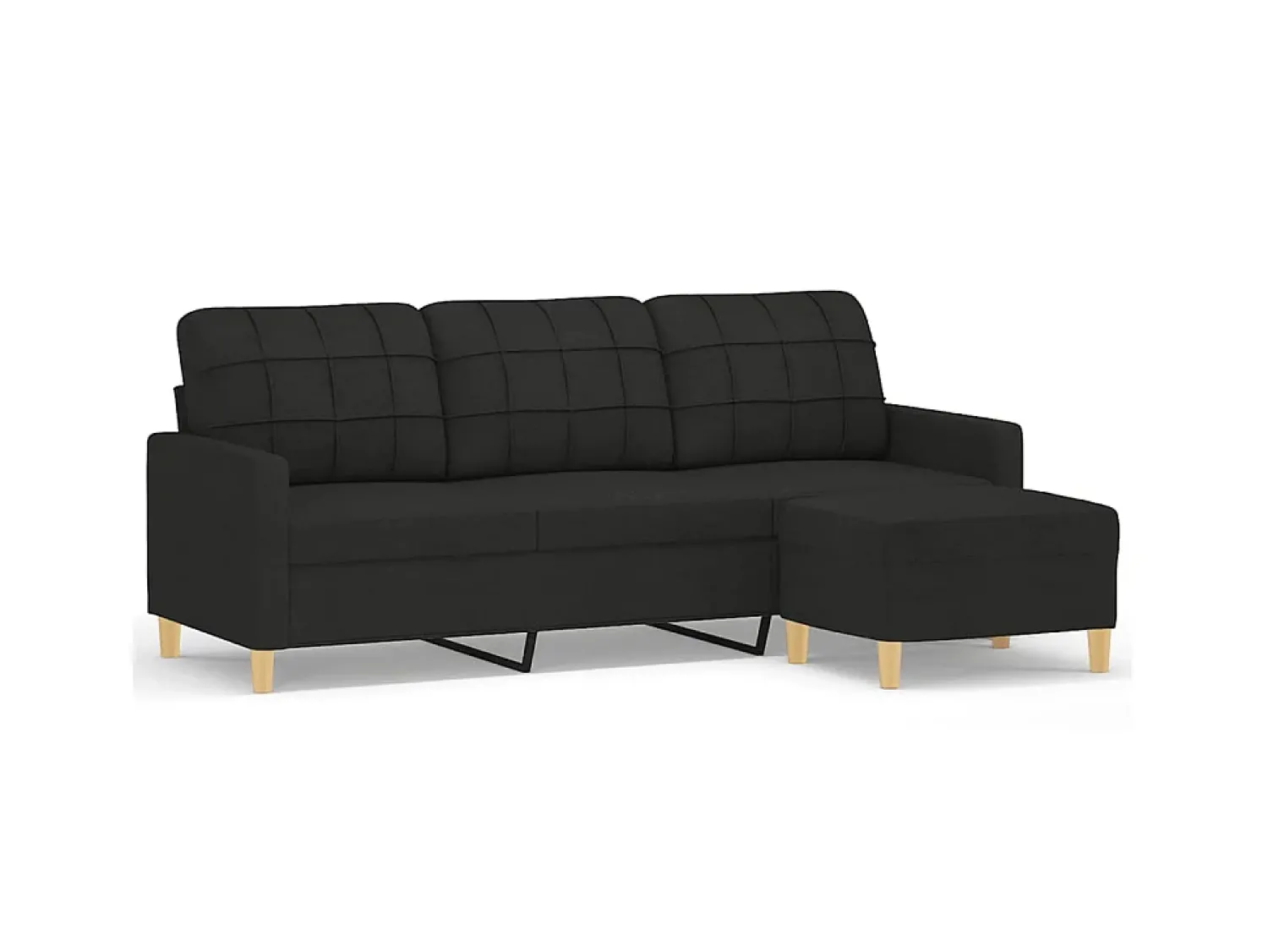 Sofá* Sofá de 3 lugares com apoio de pés 180 cm tecido PT799235 Preto
