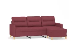 Sofá de 3 lugares com apoio de pés 180 cm tecido tinto PT543923^ Sofá