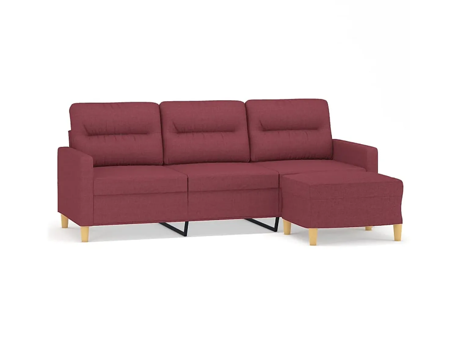 Sofá de 3 lugares com apoio de pés 180 cm tecido tinto PT543923^ Sofá