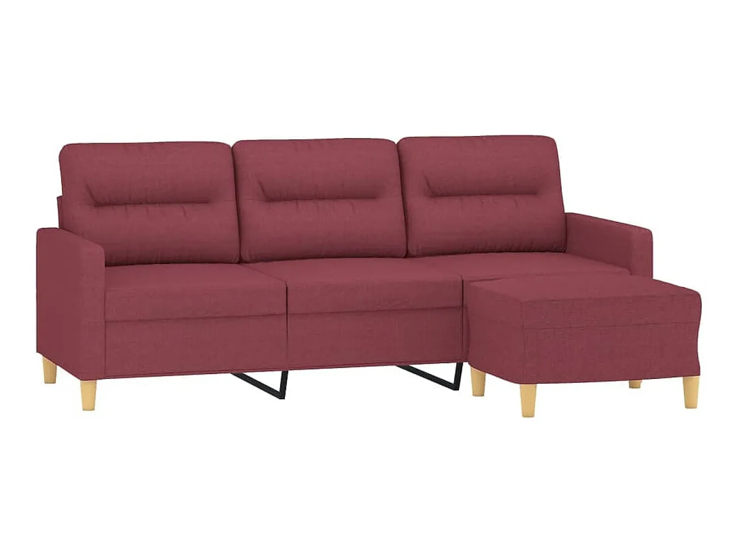 Sofá de 3 lugares com apoio de pés 180 cm tecido tinto PT543923^ Sofá