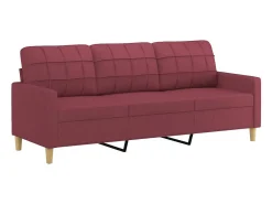 Hot vidaxl Sofá de 3 lugares com apoio de pés 180 cm tecido tinto Vermelho