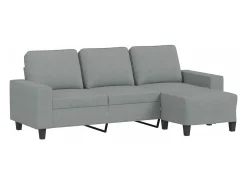 Discount Sofá de 3 lugares com apoio de pés 180 cm tecido cinzento-claro PT314869 Cinzento claro