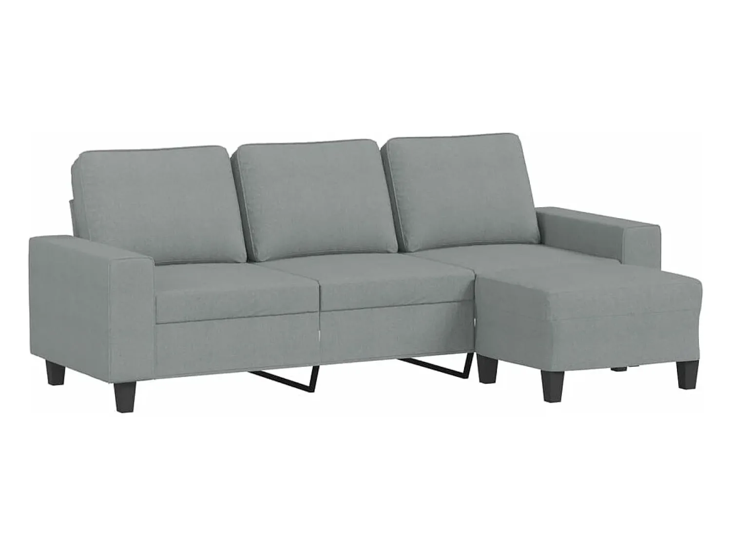 Discount Sofá de 3 lugares com apoio de pés 180 cm tecido cinzento-claro PT314869 Cinzento claro