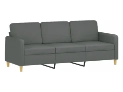 Sofá de 3 lugares com apoio de pés 180 cm tecido cinza-escuro PT299805^ Sofá