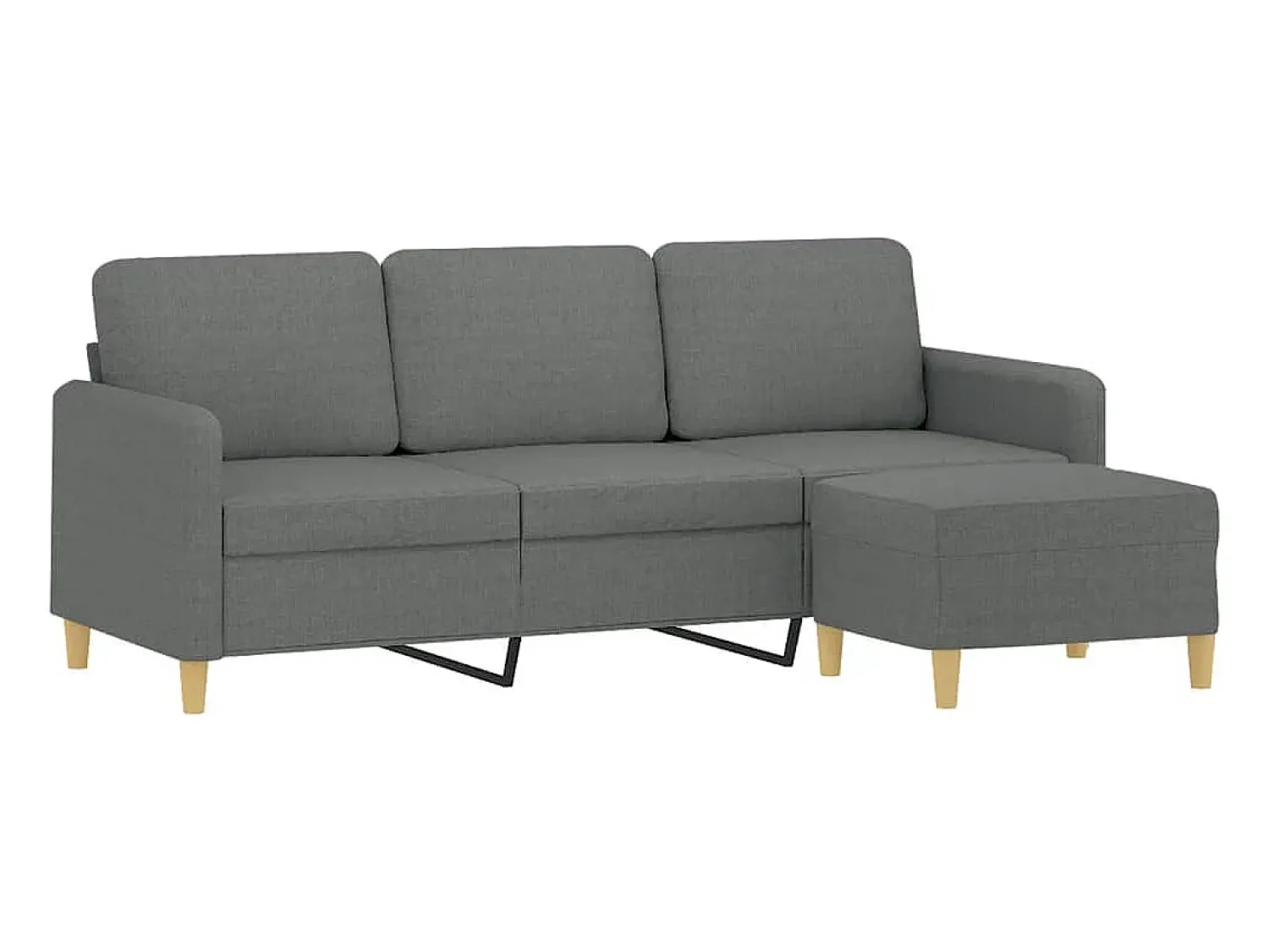 Sofá de 3 lugares com apoio de pés 180 cm tecido cinza-escuro PT299805^ Sofá