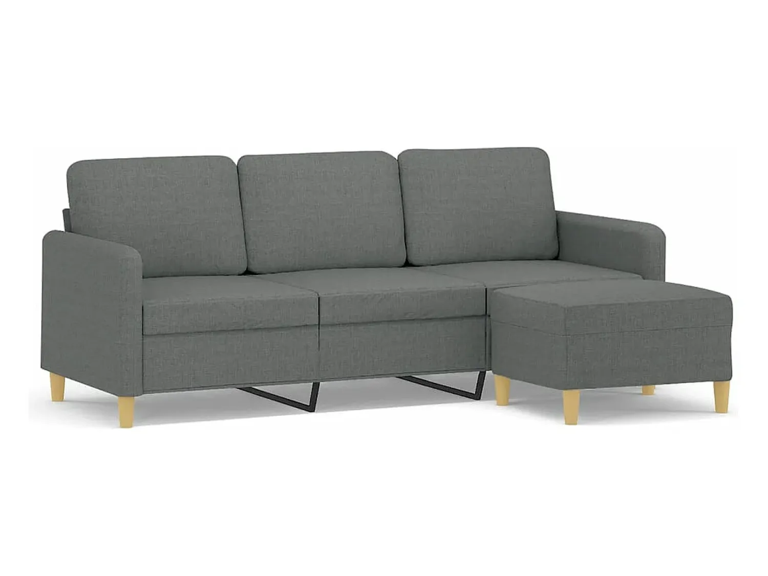 Sofá de 3 lugares com apoio de pés 180 cm tecido cinza-escuro PT299805^ Sofá