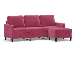 Sofá de 3 lugares com apoio de pés 180 cm veludo tinto PT397555^ Sofá