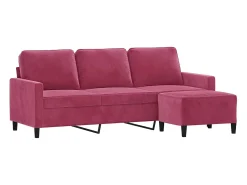 Sofá de 3 lugares com apoio de pés 180 cm veludo tinto PT397555^ Sofá