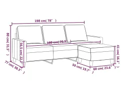 Sofá|vidaxl Sofá de 3 lugares com apoio de pés 180 cm tecido -claro Amarelo