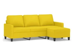 Sofá|vidaxl Sofá de 3 lugares com apoio de pés 180 cm tecido -claro Amarelo