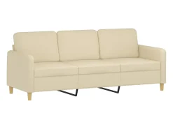 Sofá|vidaxl Sofá de 3 lugares com apoio de pés 180 cm tecido cor Creme